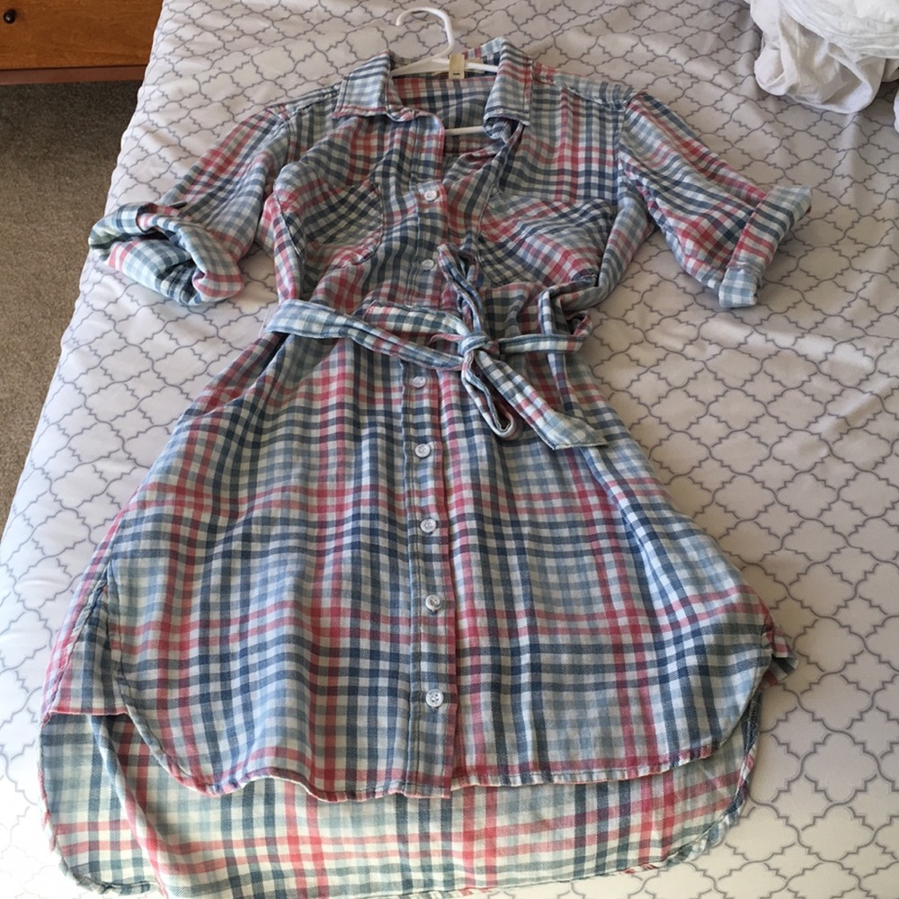 Cloth and stone shirt plaid dress with belt